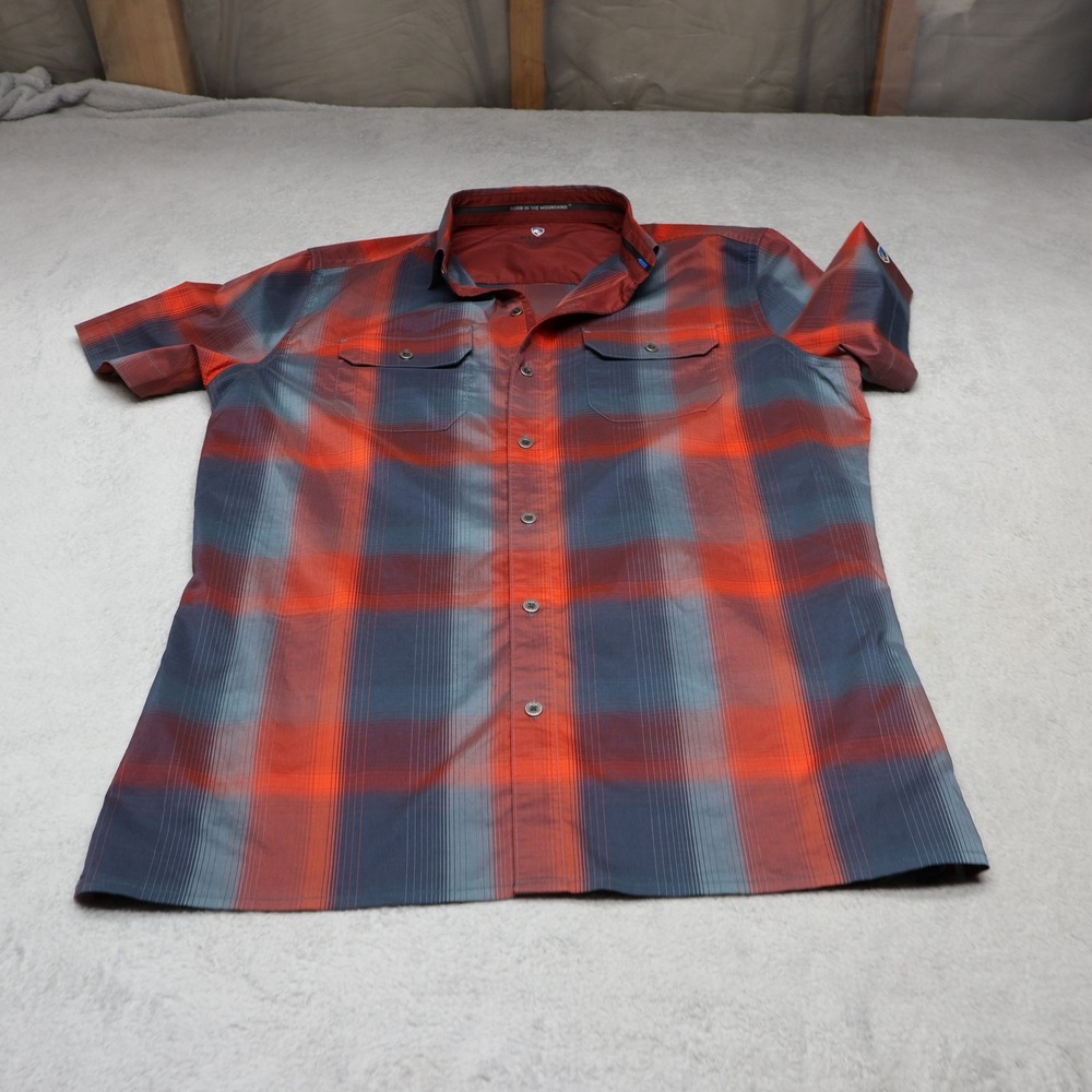 Kuhl Response Shirt Mens Small Red Plaid Short Sleeve Lightweight Button-Up